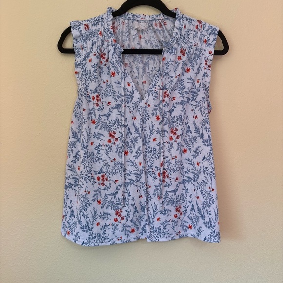 Floral Sleeveless Top - Blue and Red - Picture 1 of 4